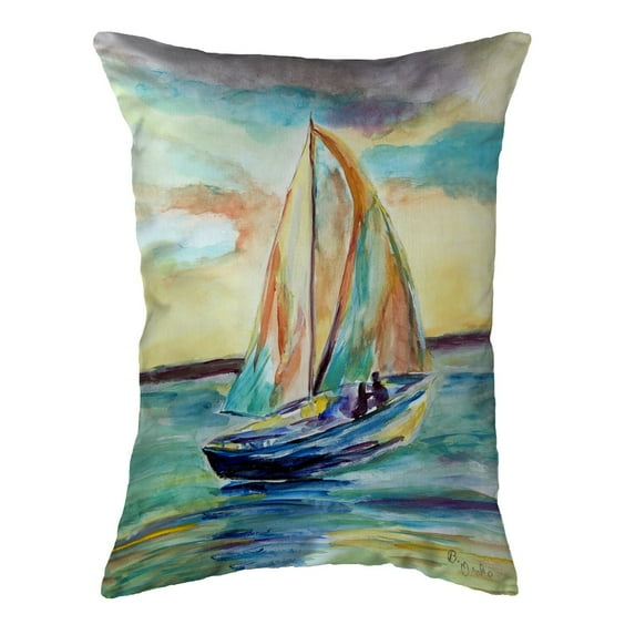 Teal Sailboat Noncorded Pillow 16x20 Medium