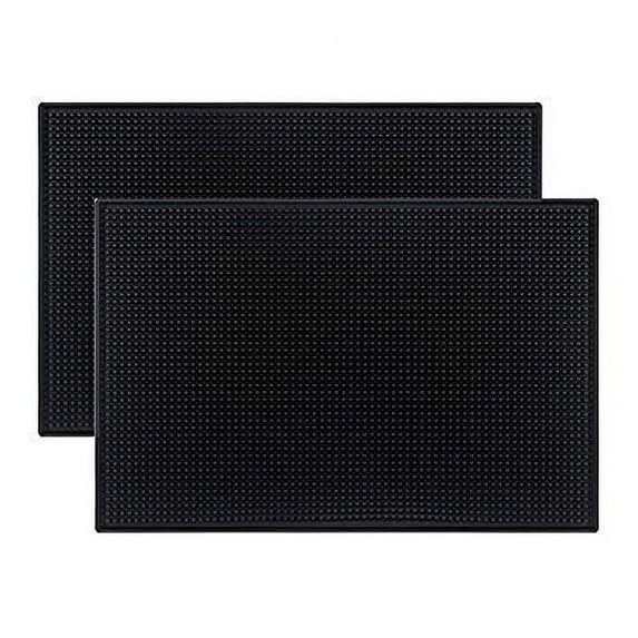 Tebery Black Mat 18" x 12" Rubber Bar Service Spill Mat ( 2 Pack )