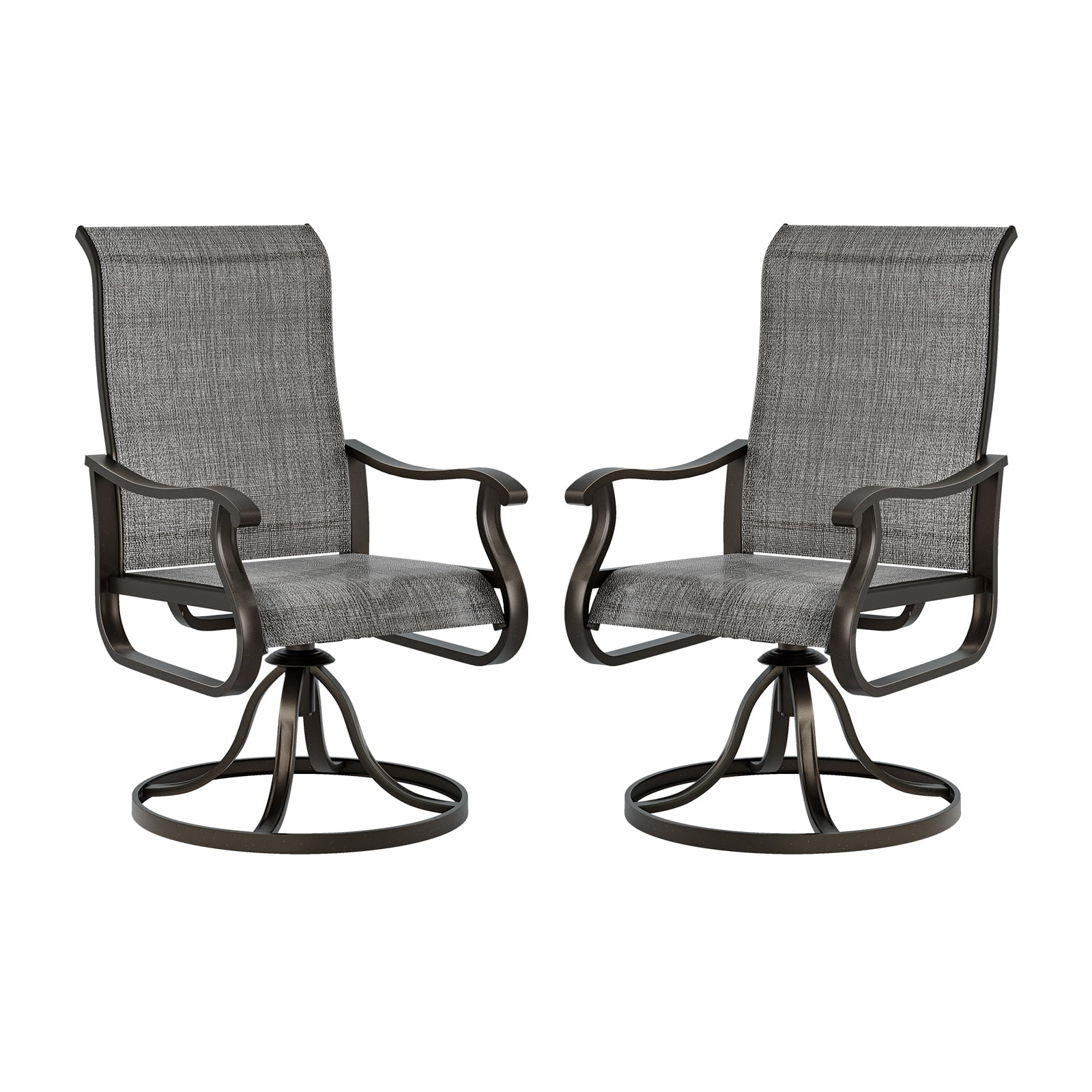 Techmilly Outdoor Dining Chairs , Patio Swivel Chairs Set of 2, Support 400lbs , Dark Grey