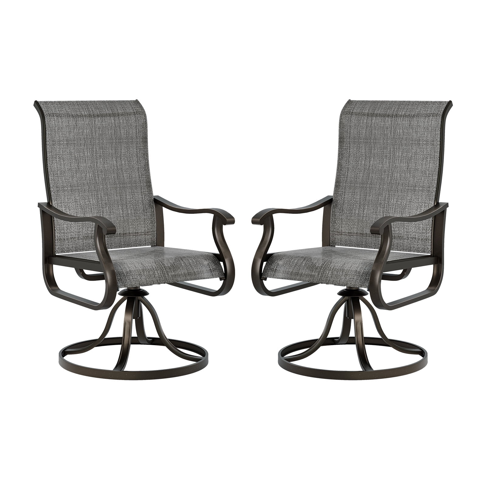 Techmilly Outdoor Dining Chairs , Patio Swivel Chairs Set of 2, Support 400lbs , Dark Grey