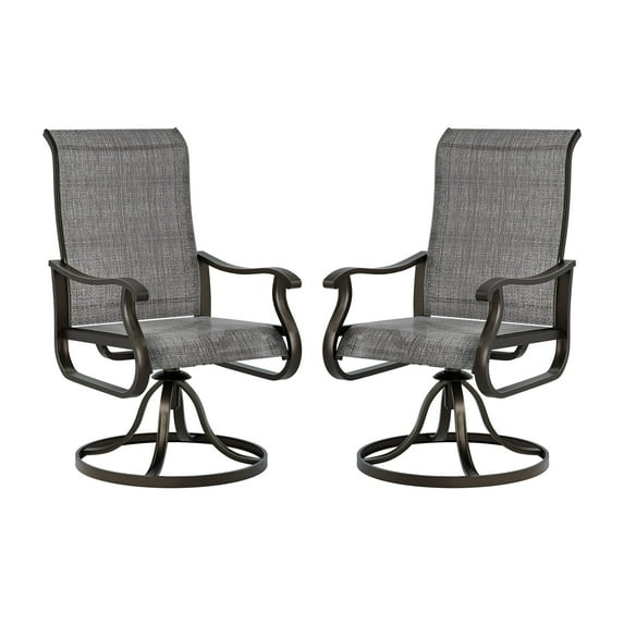Techmilly Outdoor Dining Chairs , Patio Swivel Chairs Set of 2, Support 400lbs , Dark Grey