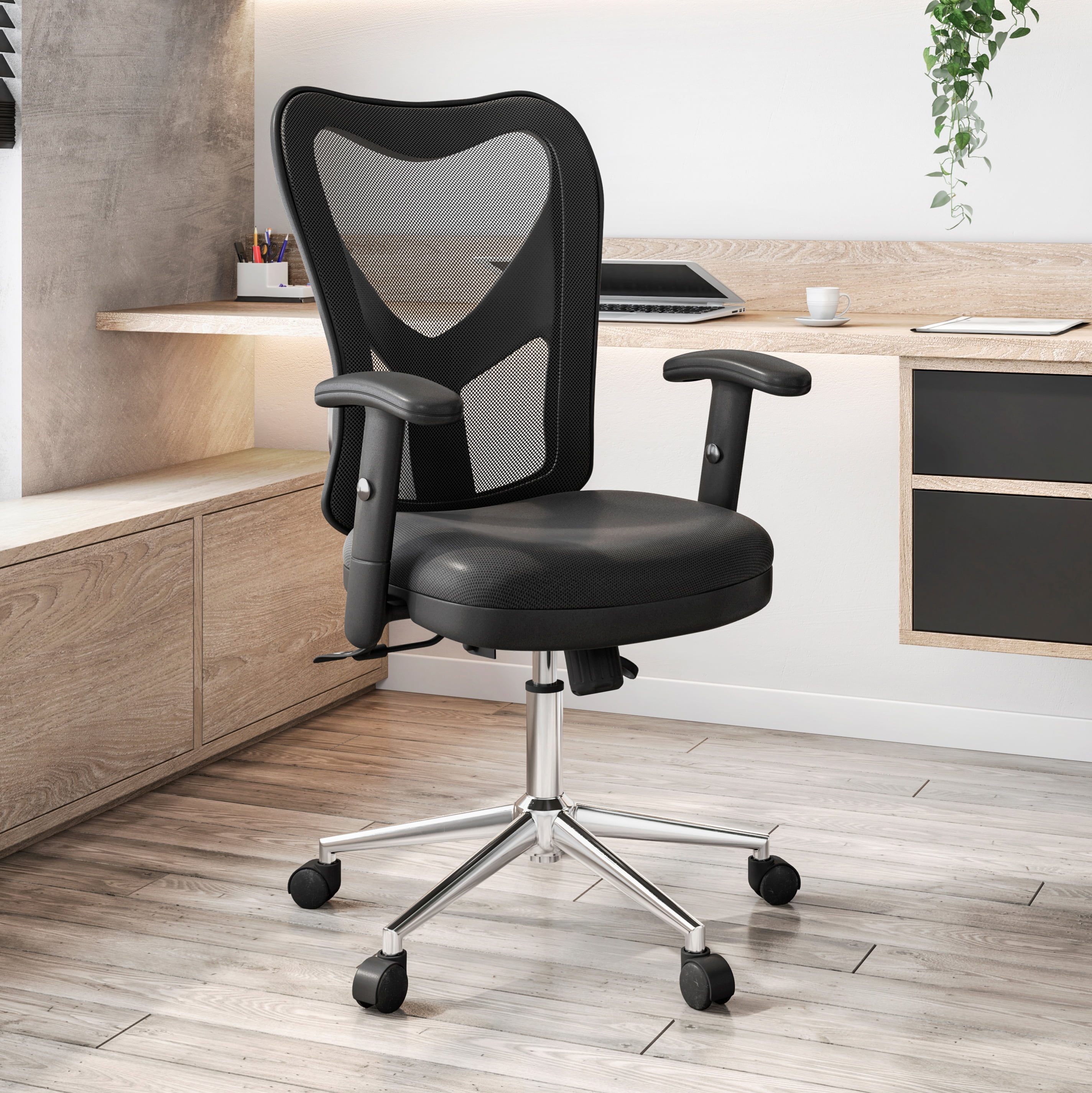 Techni Mobili High Back Mesh Office Chair with Chrome Base, Black RTA-0098M-BK
