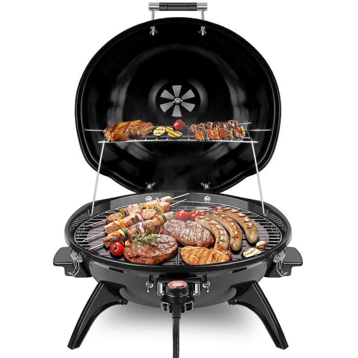 Techwood 1600W Electric Indoor Grill with Removable Stand and Double Layer Design