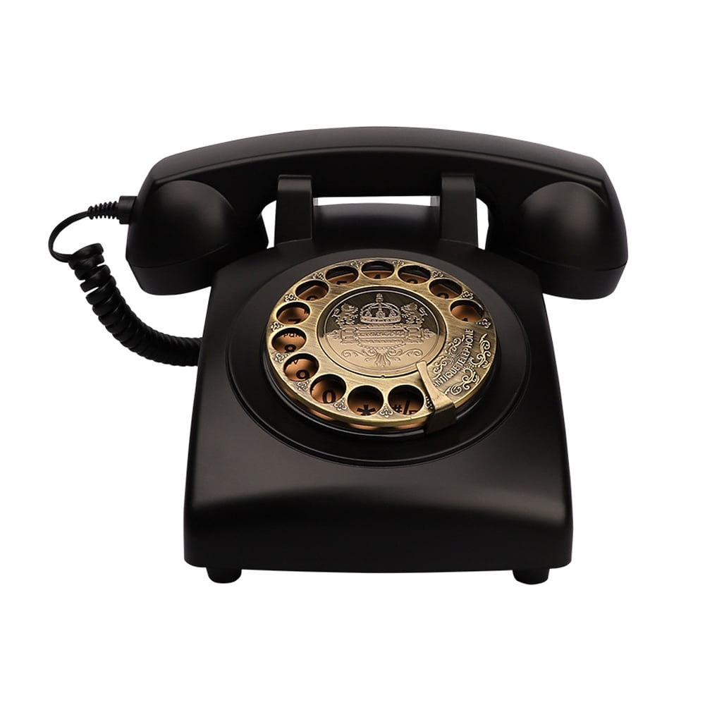 TelPal Vintage Rotary Dial Corded Phone, Black