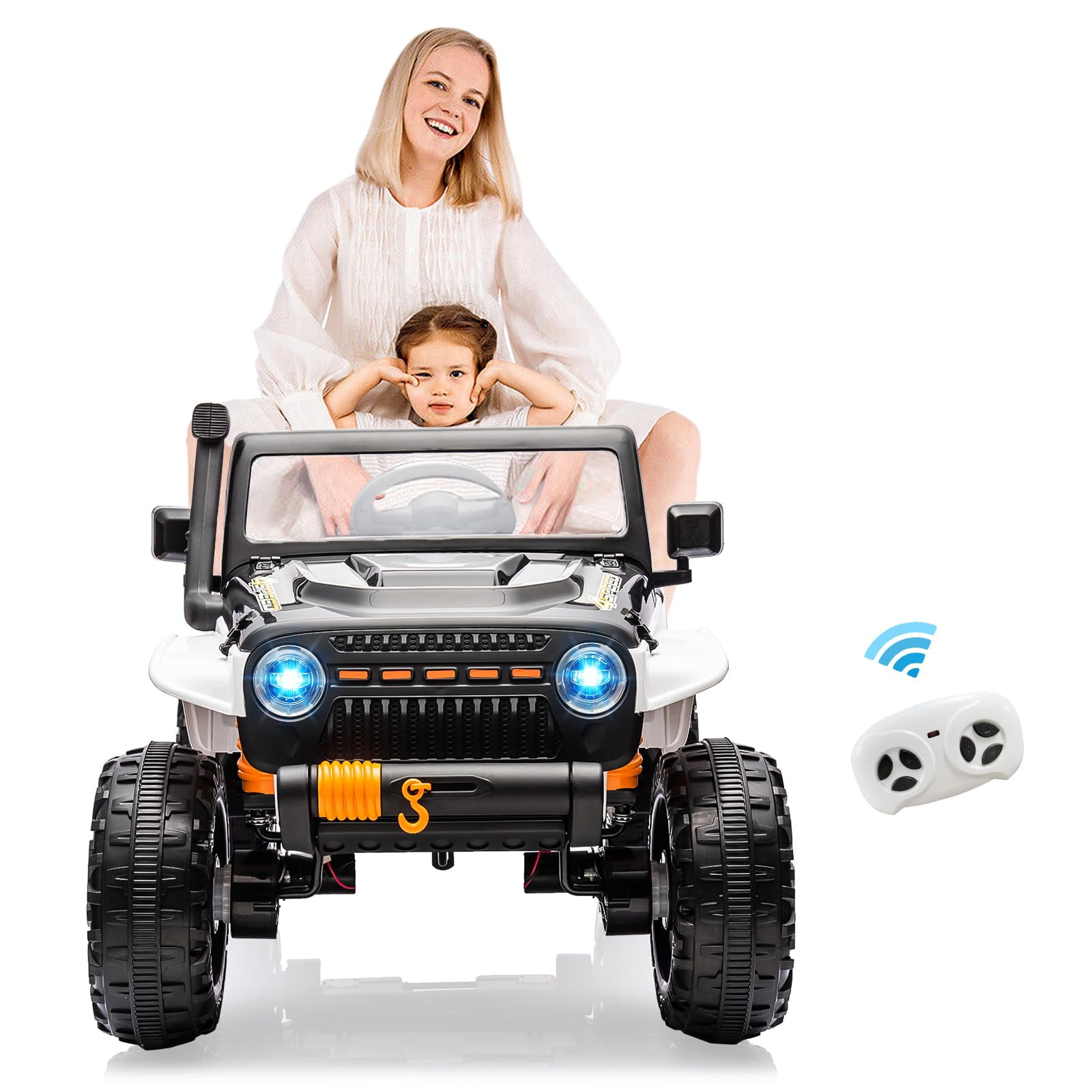 Telyswee Ride on Car for Kids with Parent Remote Control, 24V 4WD Battery Powered Electric Car, 2 Seater Ride On Truck, Kids Electric Vehicle, Suspension, LED Lights
