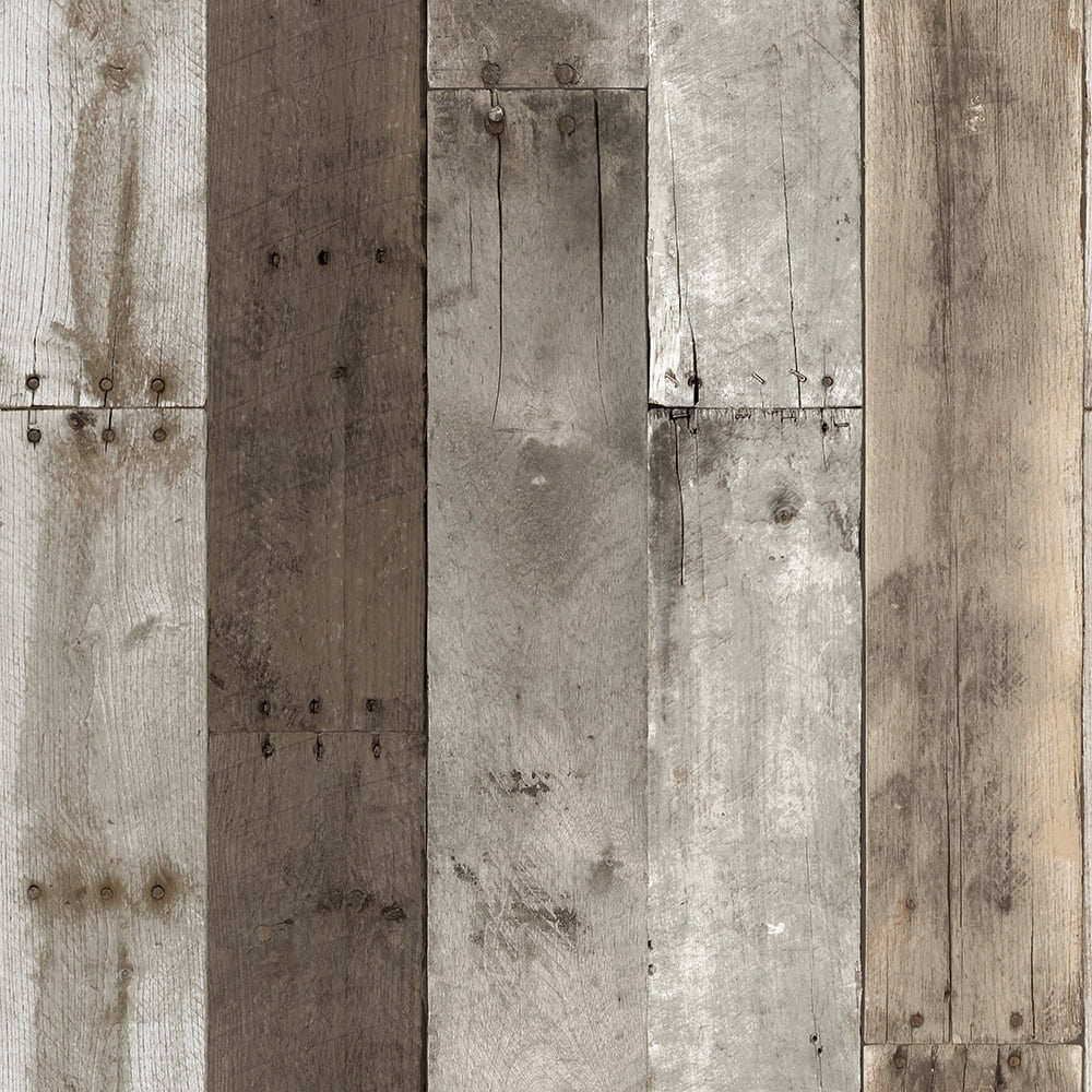 Tempaper Repurposed Wood Weathered Peel and Stick Wallpaper, 20.5" x 16.5'