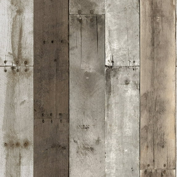 Tempaper Repurposed Wood Weathered Peel and Stick Wallpaper, 20.5" x 16.5'