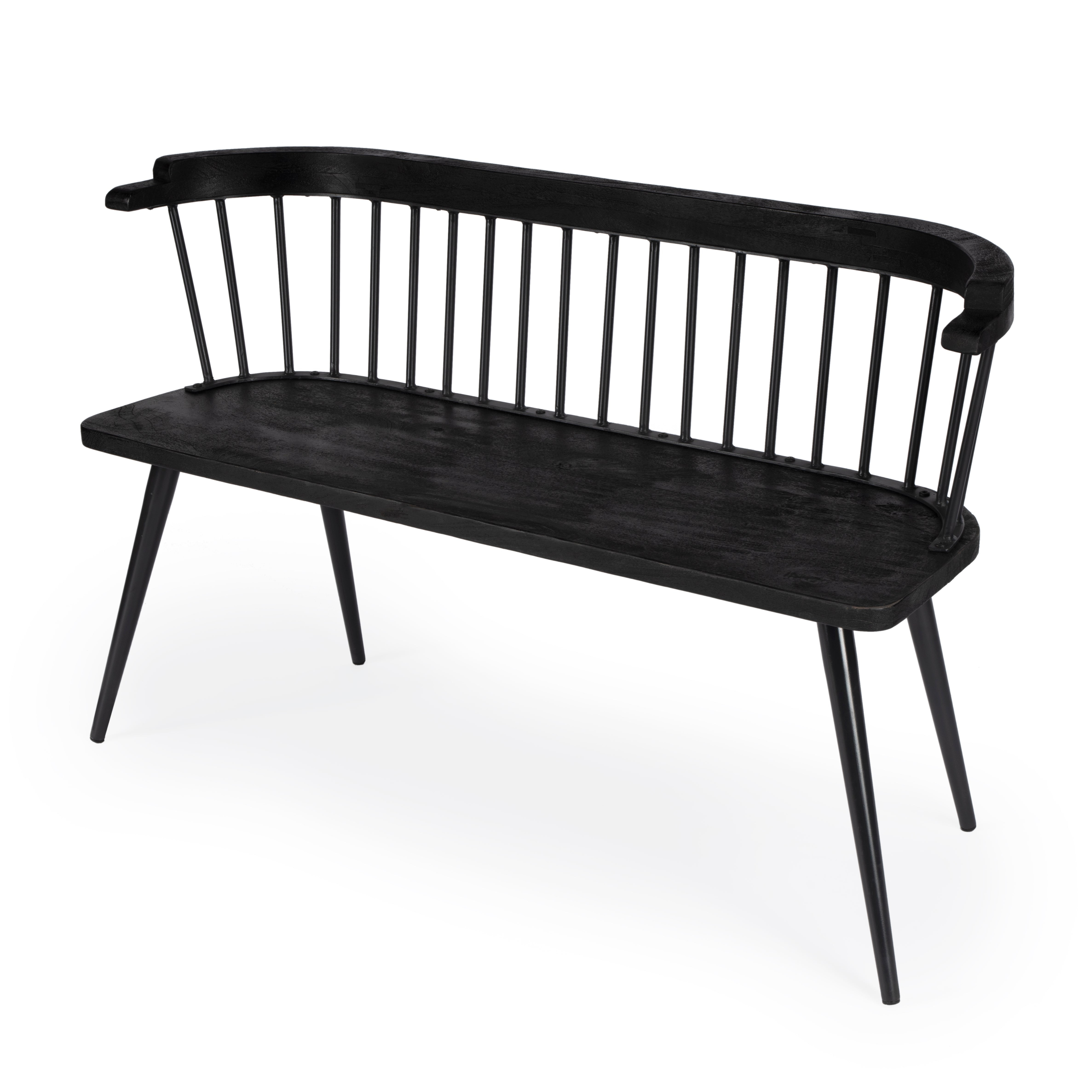 Butler Tempe Wood And Iron Spindle Back Bench - Black