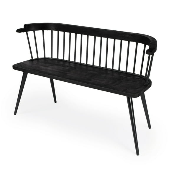 Butler Tempe Wood And Iron Spindle Back Bench - Black