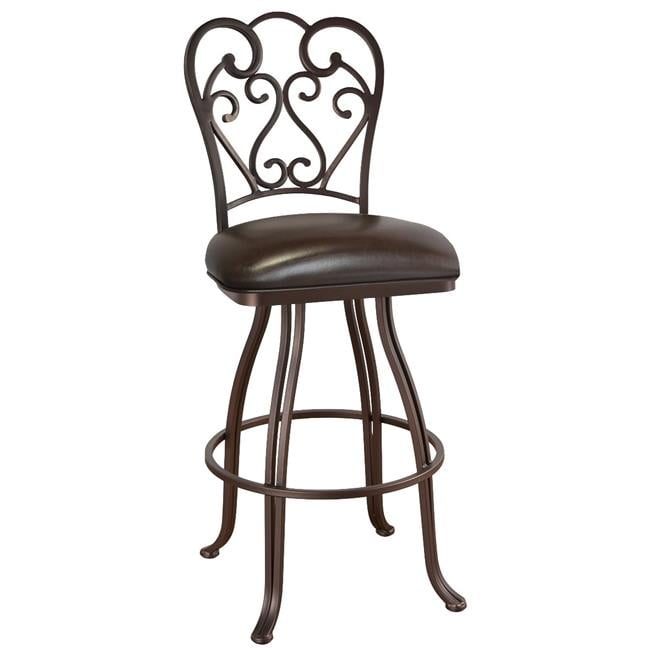 Tempo Furniture Valencia Swivel 26" Counterstool Sun Bronze Powder Coat Finish & Dark Brown Polyurethane by Furnish Theory