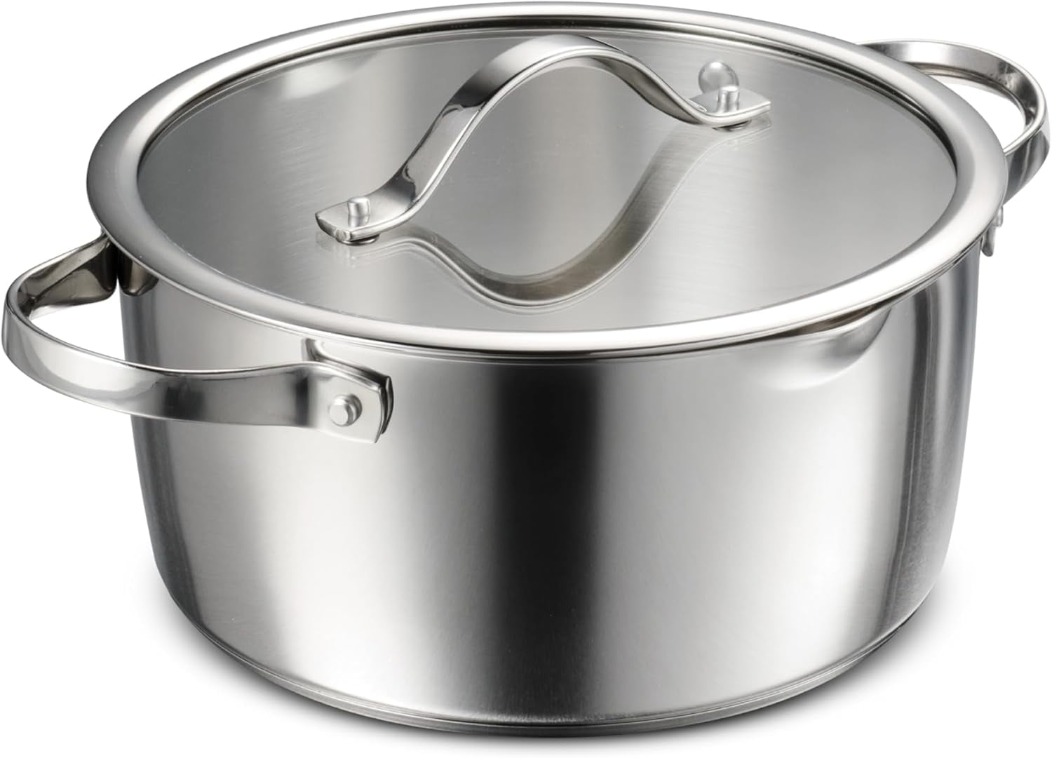 Tramontina Tempo Tri-Ply Base Stainless Steel 5-Quart Dutch Oven Pot with Glass Lid, Induction-Ready, Oven-Safe, Dishwasher-Safe