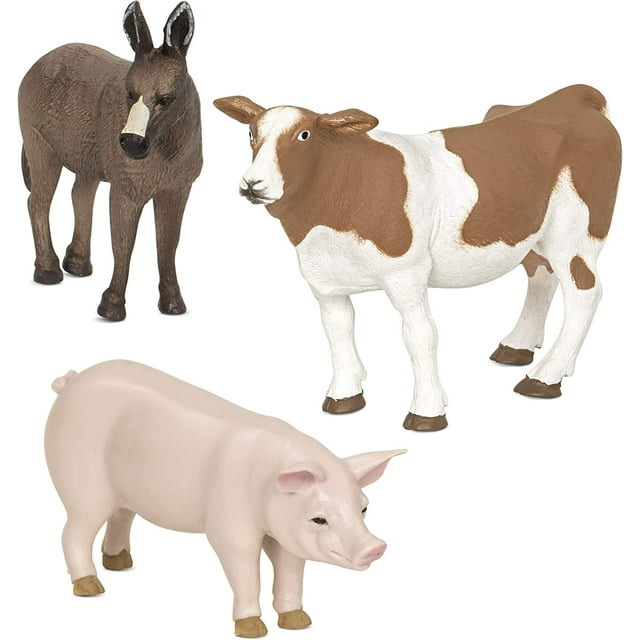 Terra by Battat - Farm Animals (Donkey, Cow, Pig) - Farm Animal Toys with Donkey Toy for Kids 3+ Pc, Multi