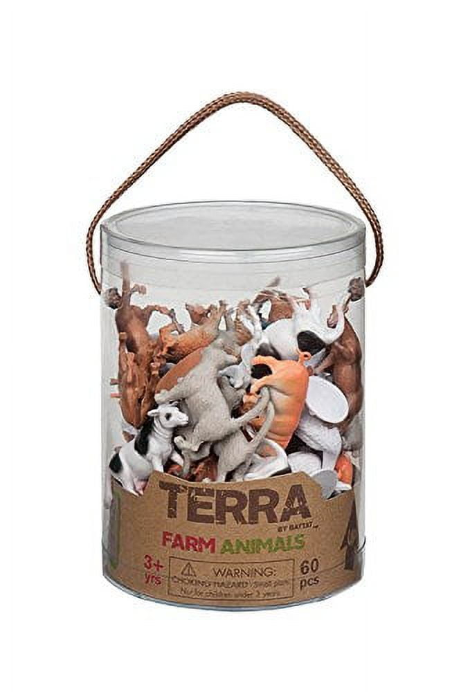 Terra by Battat – 60pcs Farm Animals Toy Tube – Mini Plastic Barnyard Animal Figurines for Kids – Includes Cow, Pig, Goat, Sheep & More – Educational Playset for Toddlers Ages 3+