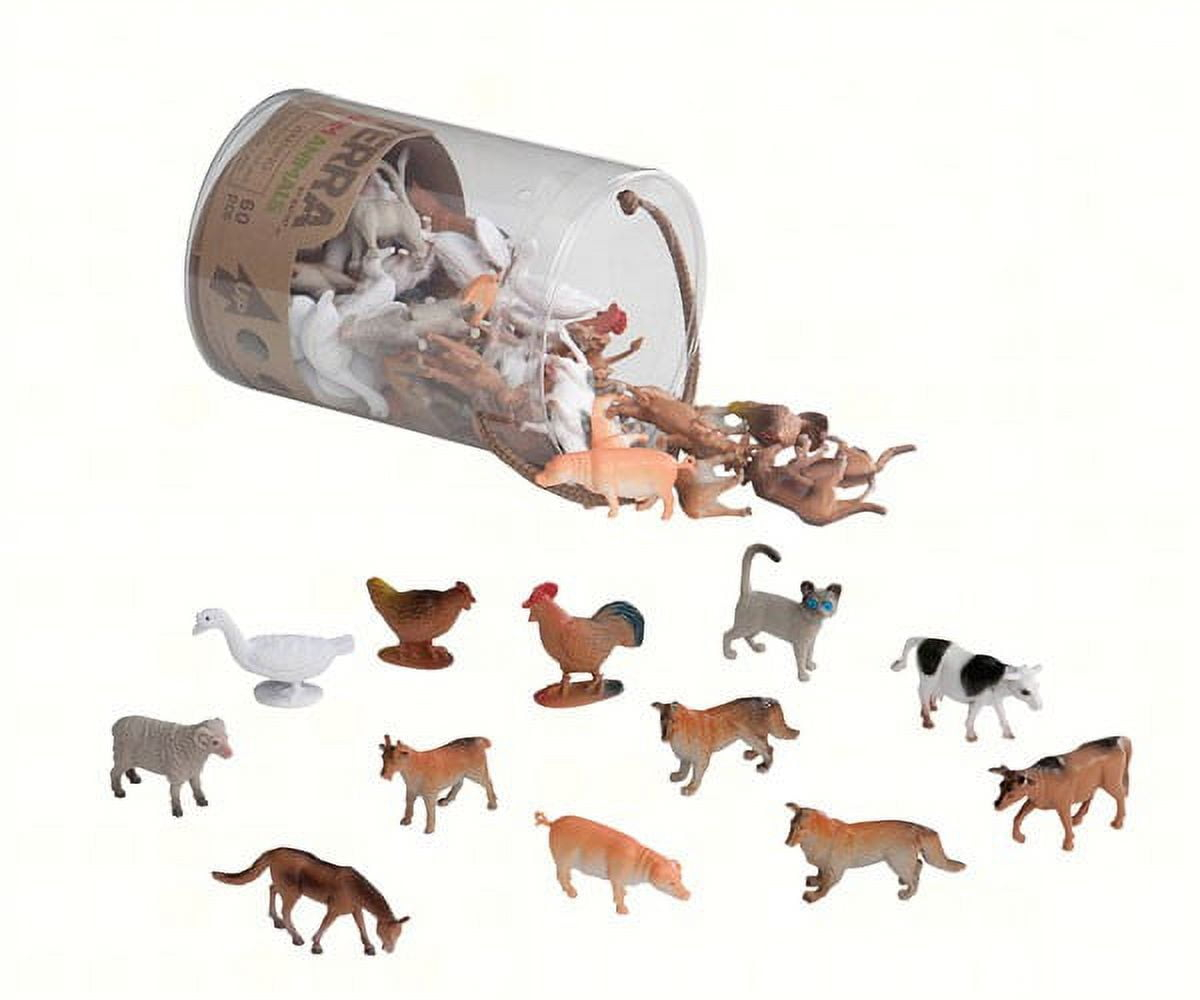 Terra by Battat – 60pcs Farm Animals Toy Tube – Mini Plastic Barnyard Animal Figurines for Kids – Includes Cow, Pig, Goat, Sheep & More – Educational Playset for Toddlers Ages 3+