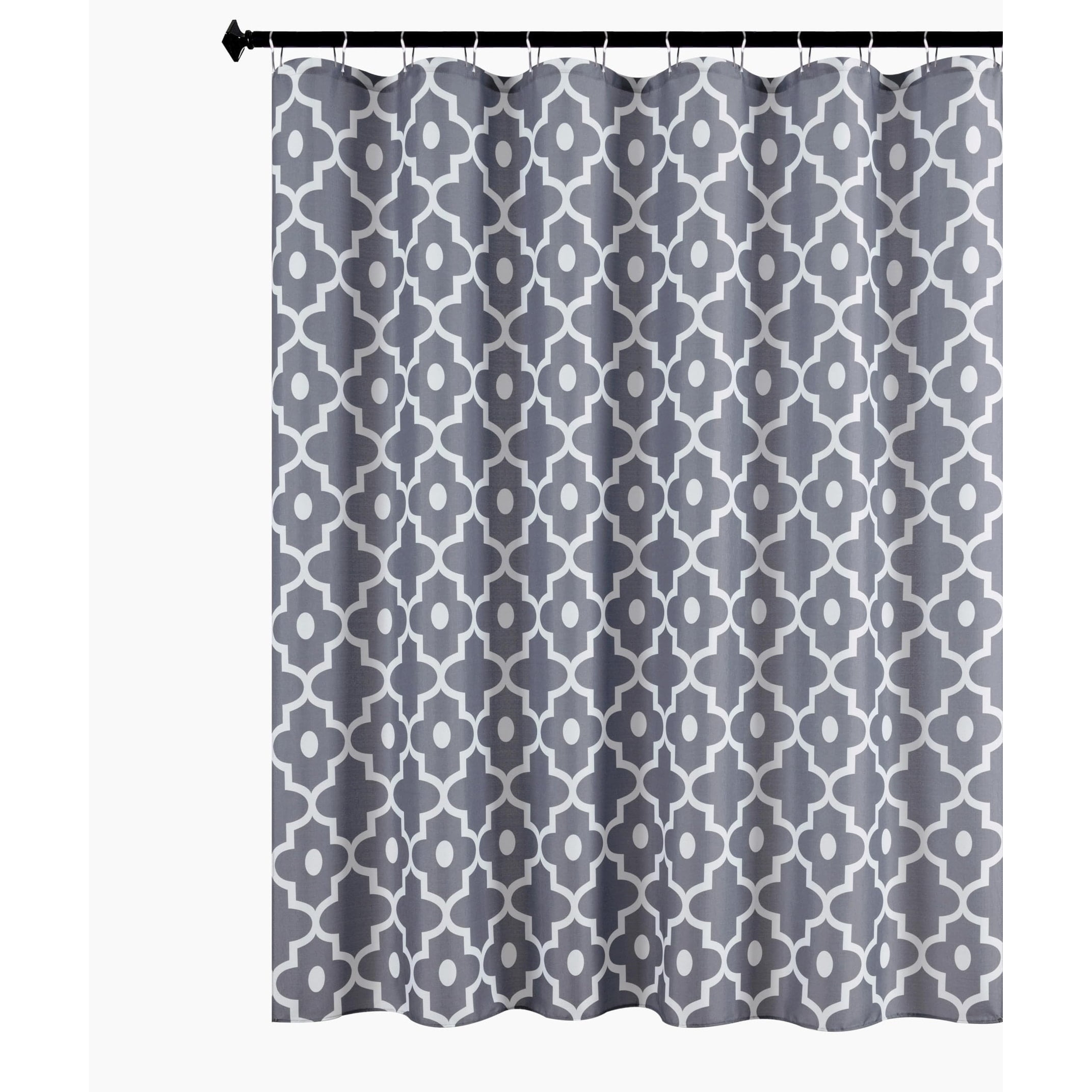 Textured Fabric Shower Curtain, 72"x72", Dark Grey Morocco Print