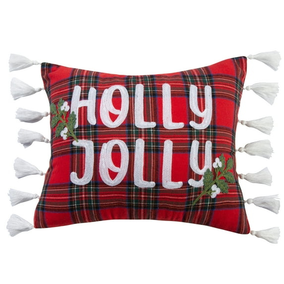 Thatch Home Spencer Plaid by Levtex Home - Decorative Pillow (14X18in.) - Holly Jolly - Red, White, Black, Green, Blue