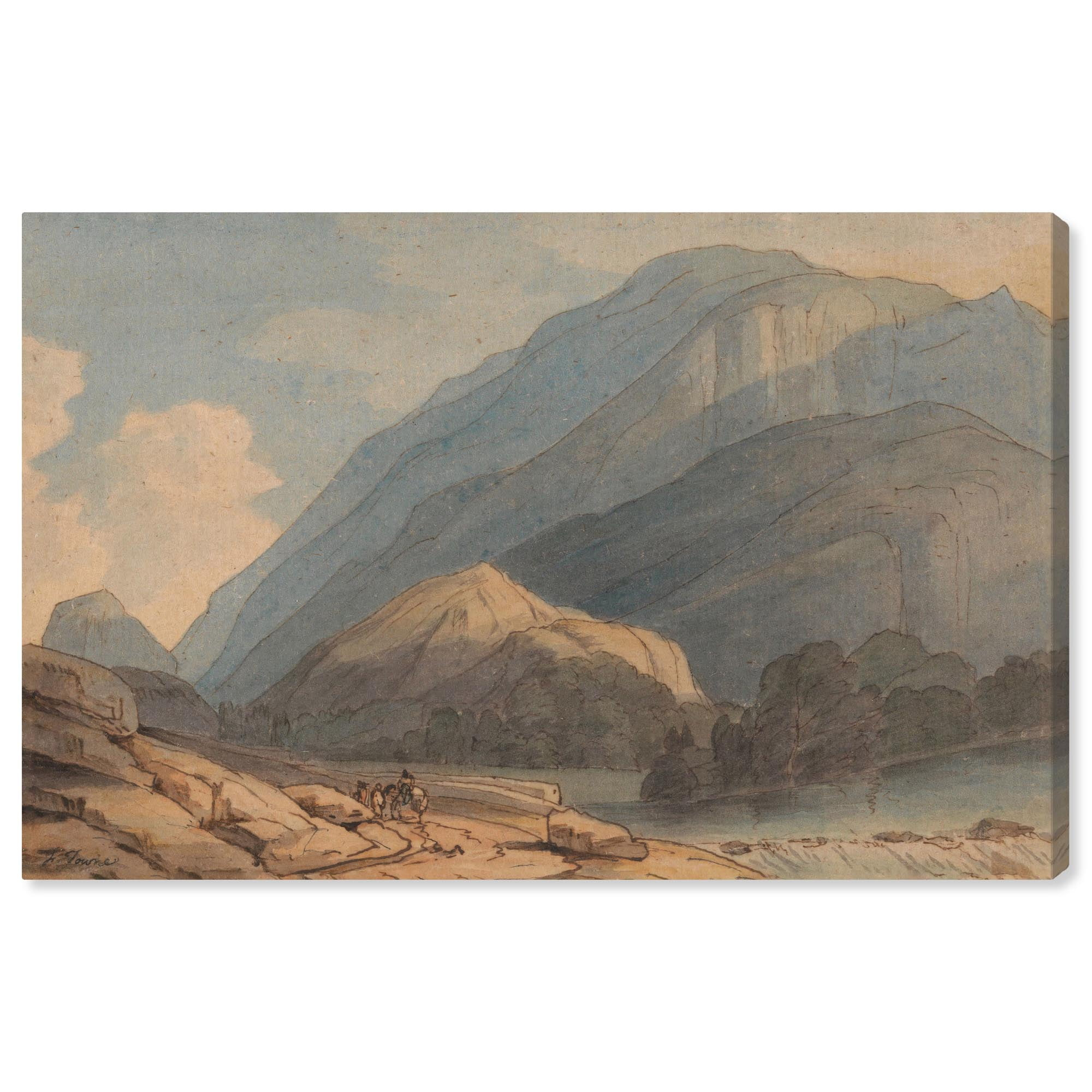 The Entrance into Borrowdale Canvas Vintage Landscape Art by Art Remedy, Gallery Wrapped, 15" x 10"