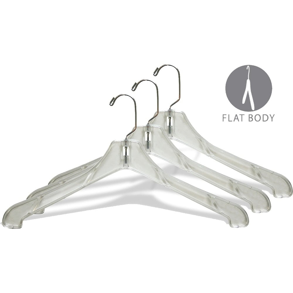 The Great American Hanger Company Heavy Duty Clear Plastic Coat Hanger, Strong 1/2 Inch Thick Hangers with 360 Degree Chrome Swivel Hook Box of 50