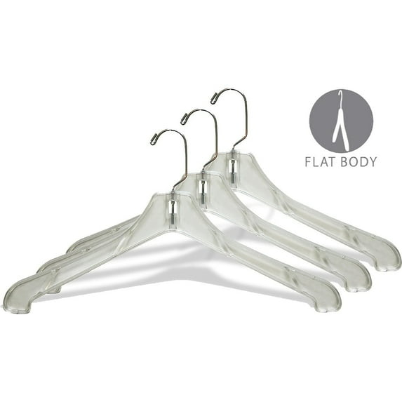 The Great American Hanger Company Heavy Duty Clear Plastic Coat Hanger, Strong 1/2 Inch Thick Hangers with 360 Degree Chrome Swivel Hook Box of 50
