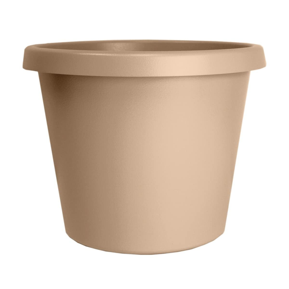 The HC Companies 12 Inch Round Prima Planter - Plastic Plant Pot with Rolled Rim for Indoor Outdoor Plants Flowers Herbs, Sandstone