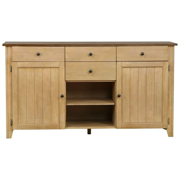 The Hamptons Collection 66” Light Brown Wooden Rectangular Sideboard Server Cabinet