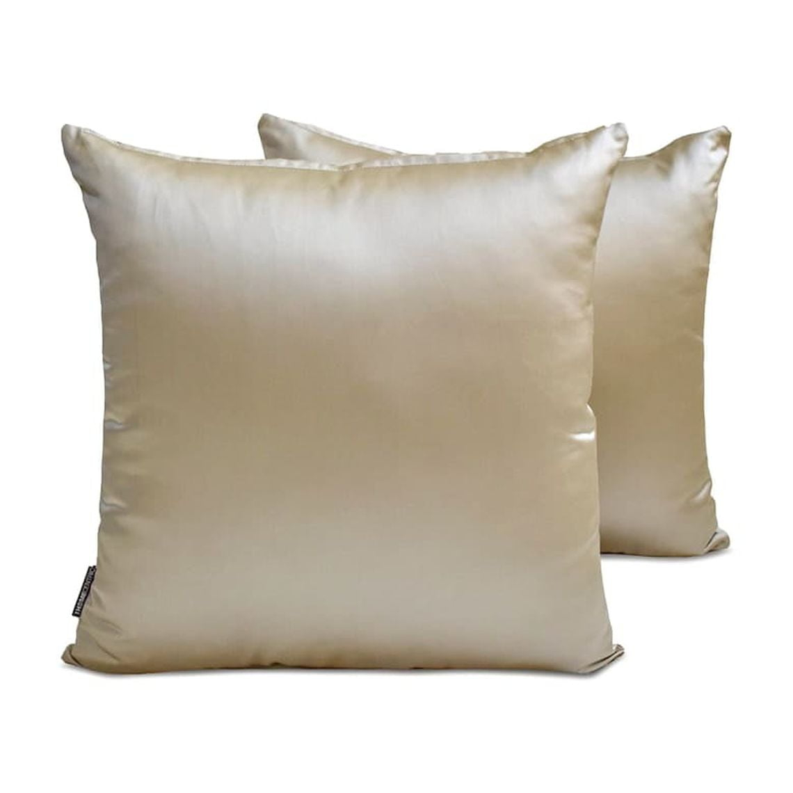 The HomeCentric Decorative Throw Pillow Cases Champagne Pack of 2, 24"x24" (60x60 cm) Satin Solid Cushion Covers For Sofa, Solid Modern Style - Champagne Slub Satin
