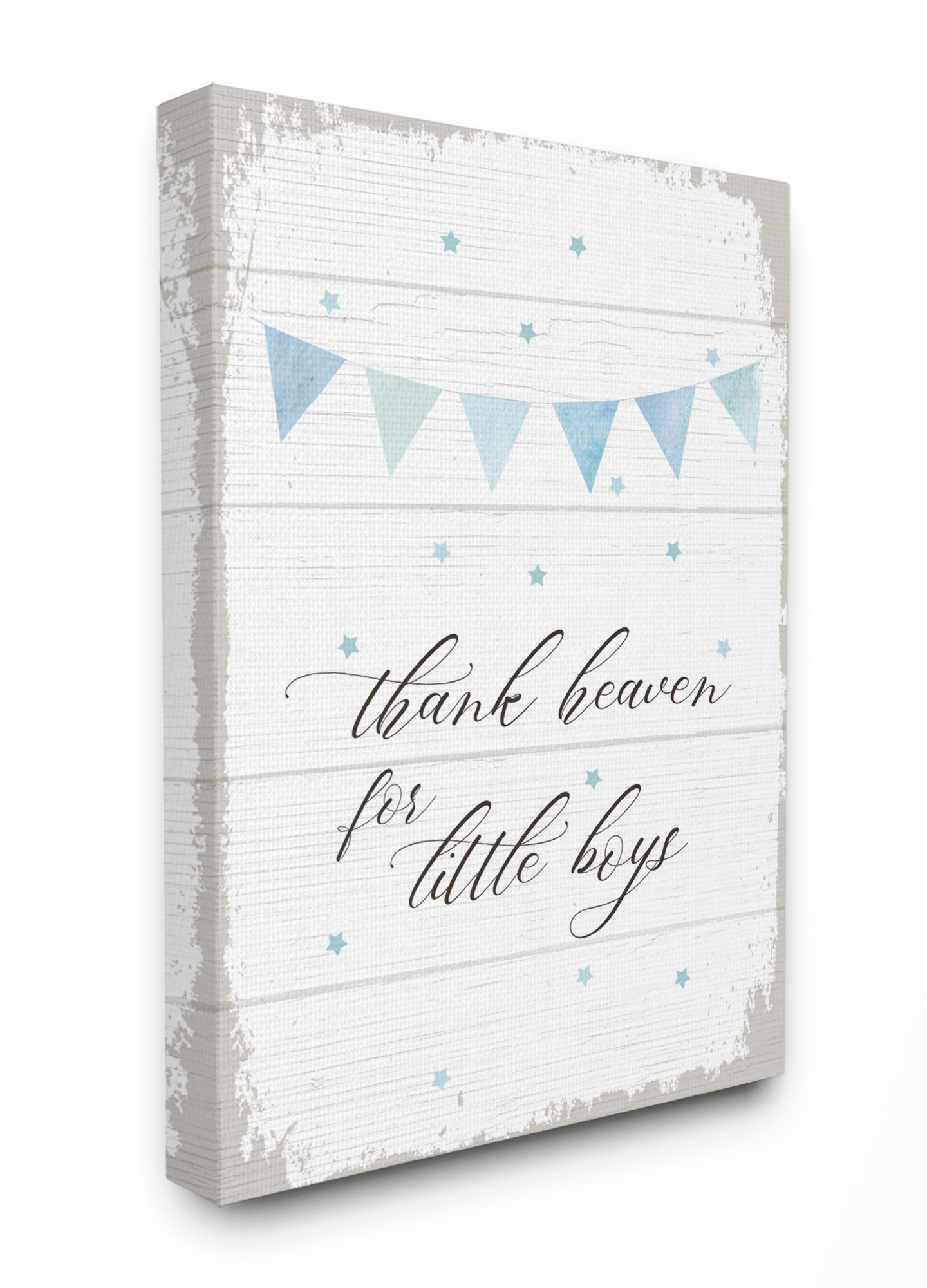 The Kids Room By Stupell Blue Bunting Thank Heaven for Little Boys Canvas Wall Art