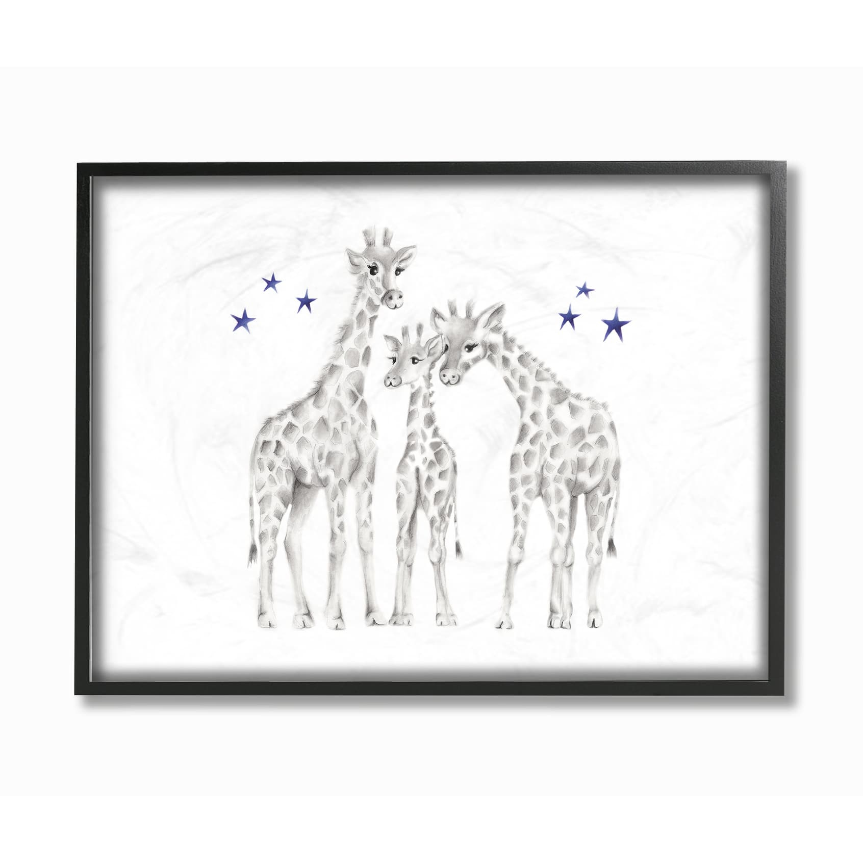 The Kids Room by Stupell Giraffe Family Graphite Drawing Oversized Framed Giclee Texturized Art, 16 x 1.5 x 20