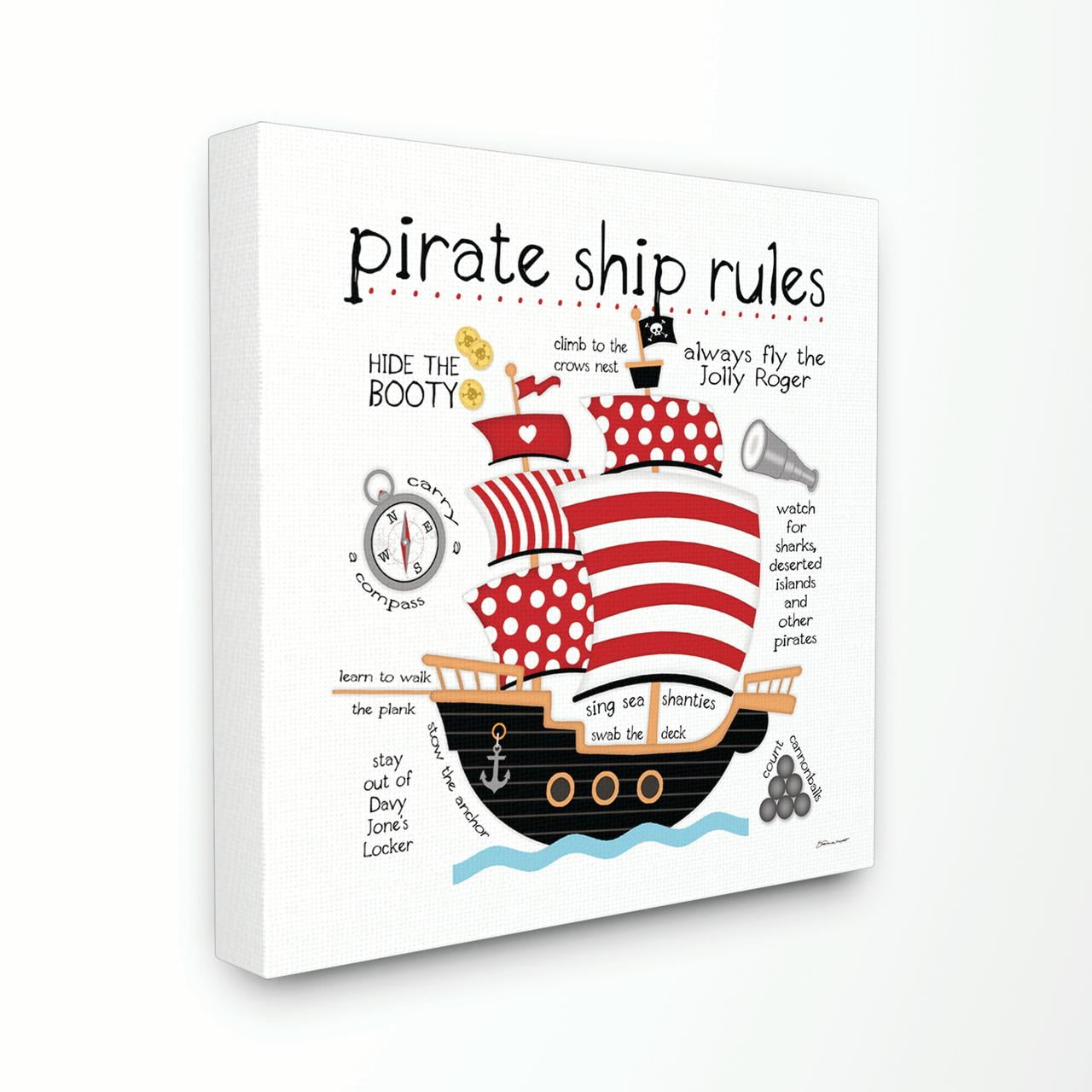 The Kids Room by Stupell Pirate Ship Rules Canvas Wall Art by Stephanie Workman Marrott