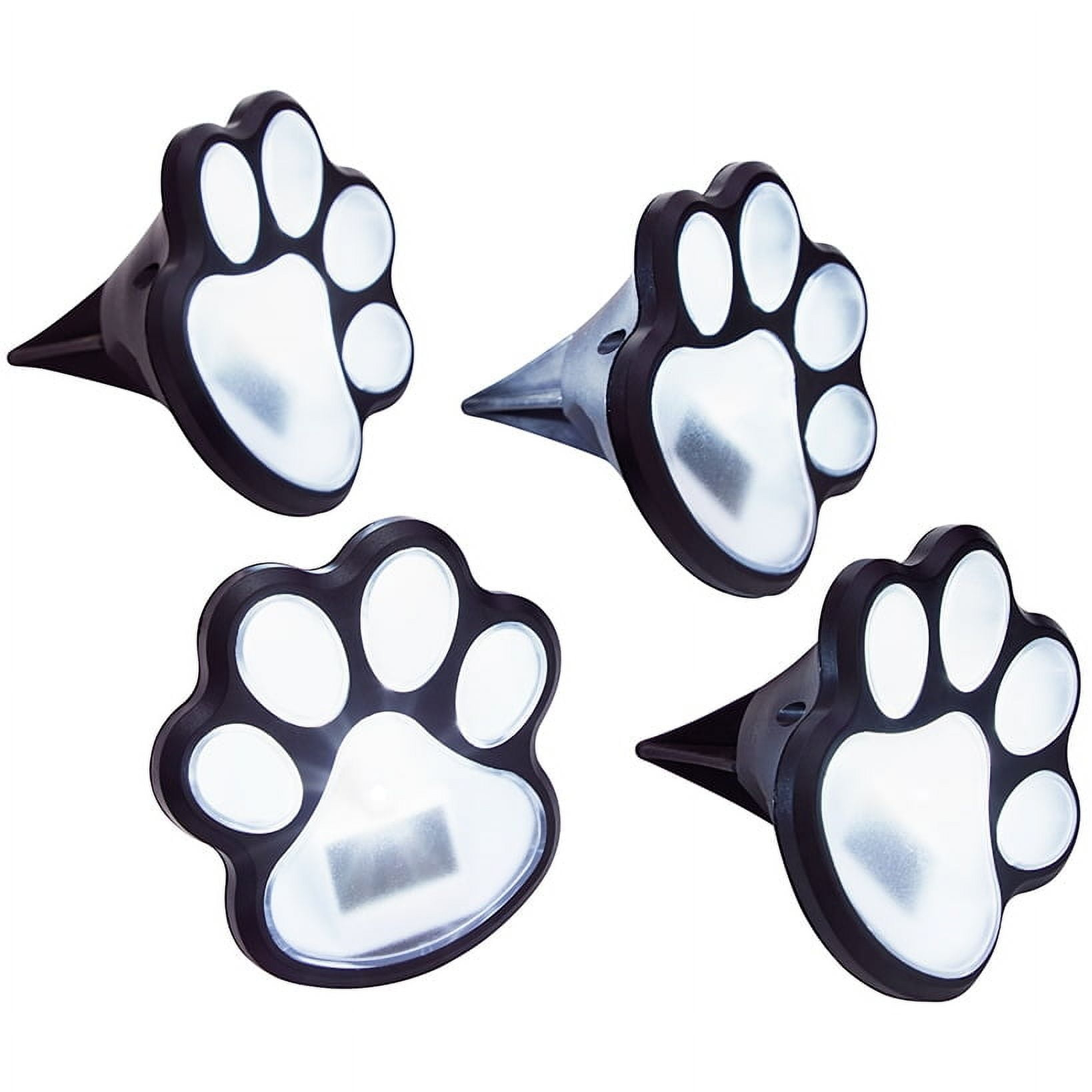 The Lakeside Collection Solar-Powered Paw Print Pathway Lights, 4 Pack