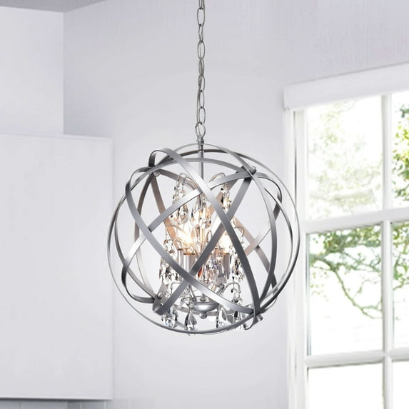 The Lighting Store Benita Matte Silver 4-light Metal Crystal Orb Chandelier