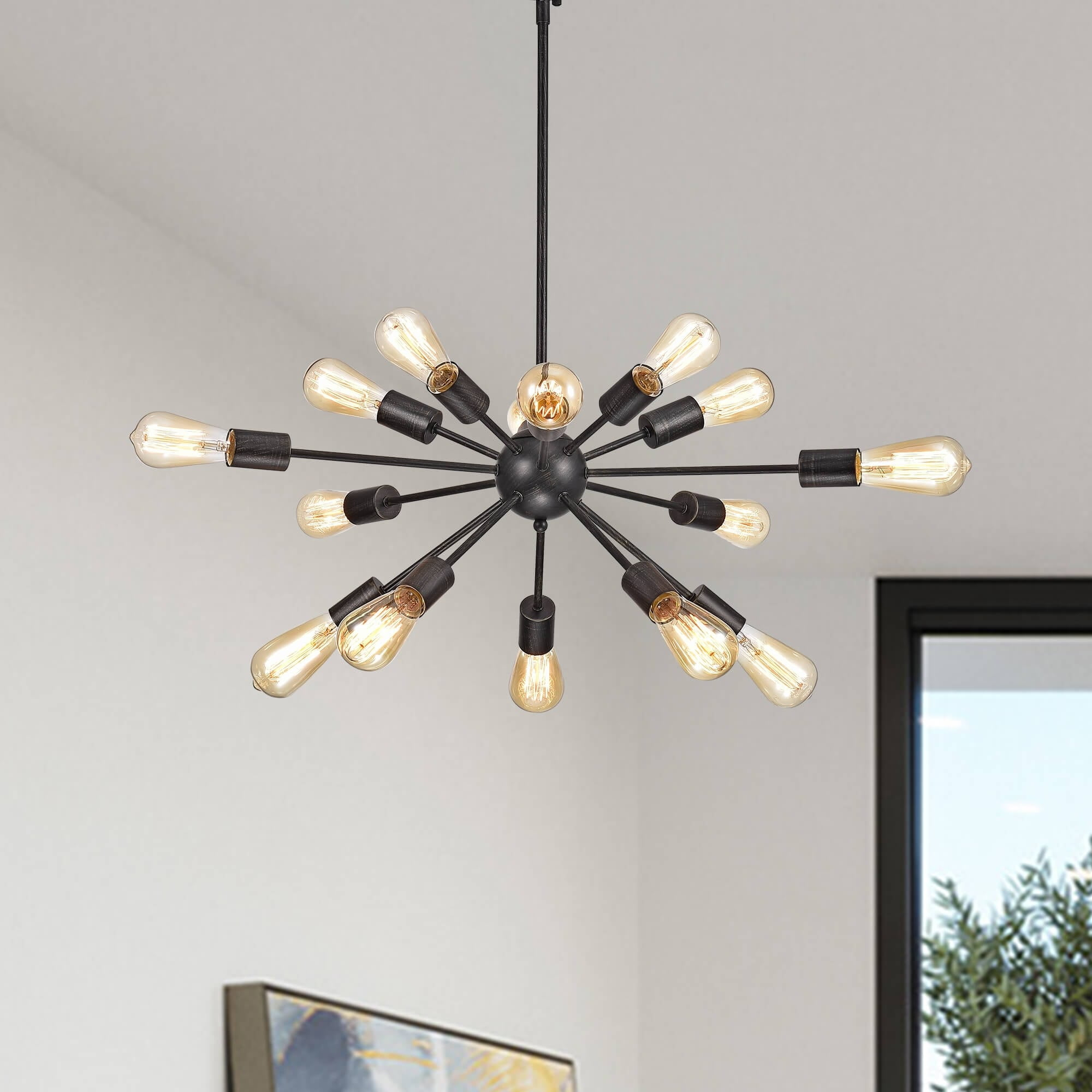 The Lighting Store Lorena Sputnik Antique Black 15-Light Industrial Pendant Chandelier