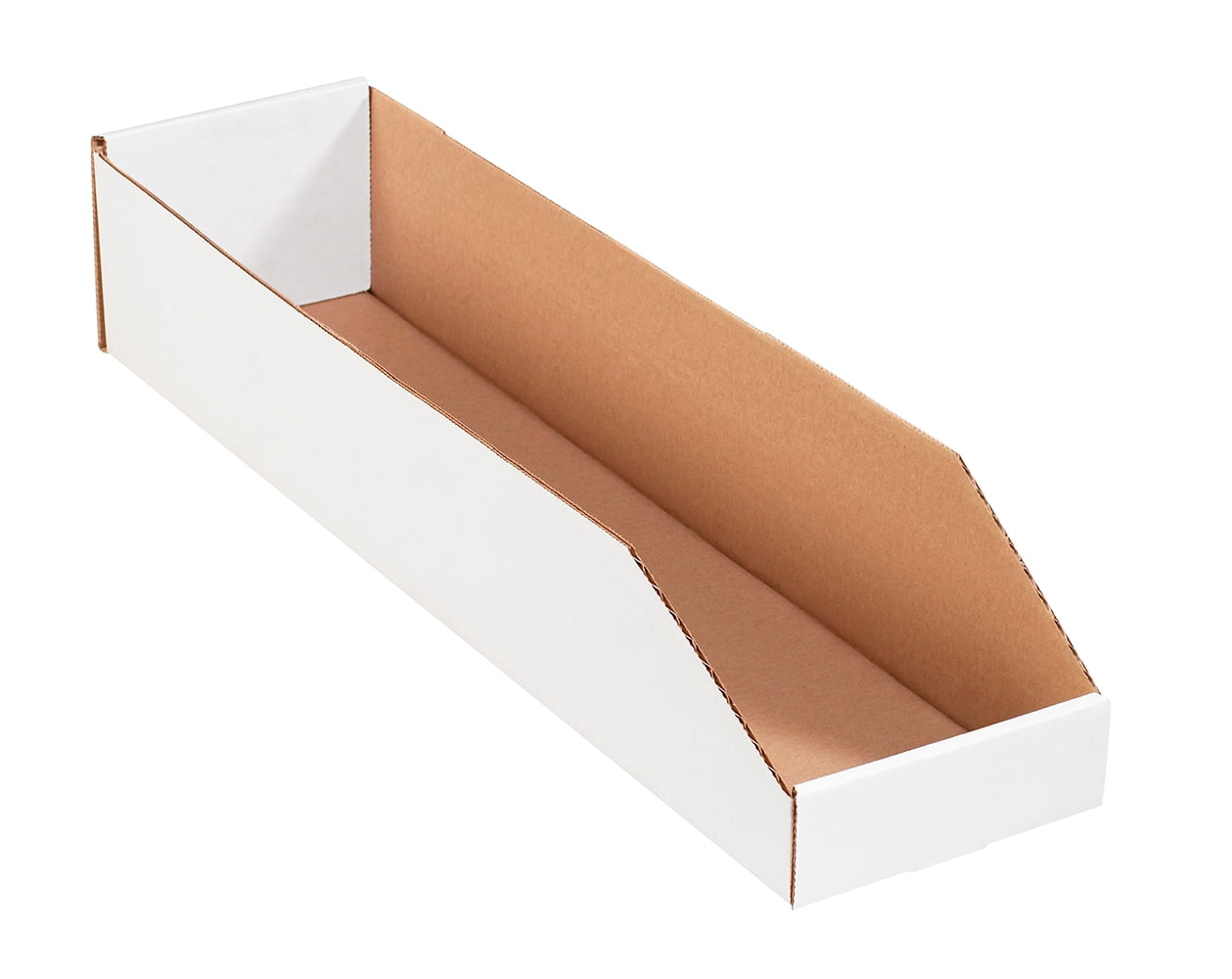 The Packaging Wholesalers Open Top Bin Boxes 6" x 24" x 4 1/2" White 50/Bundle BSBINMT624