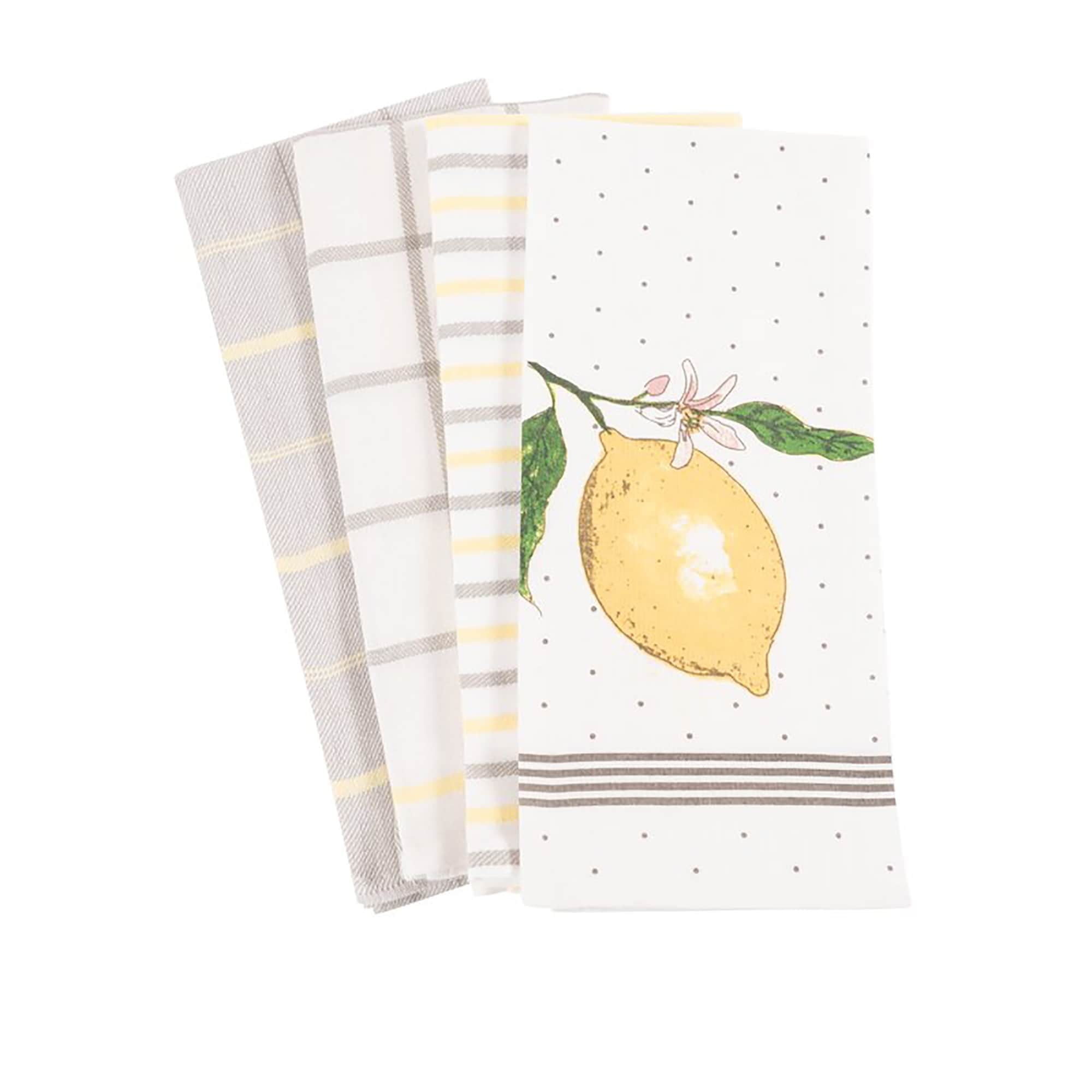 The Pantry Club Lemon Kitchen Dish Towel, 4 Pack, 18" x 28"