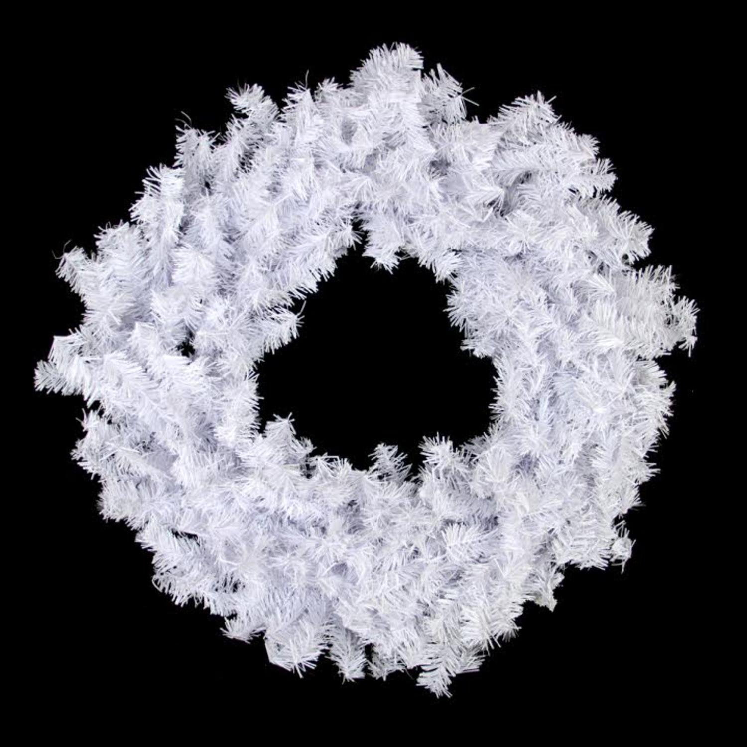 Perfect Holiday 24" White Tapered Salem Pine Premium Wreath, 120 Tips