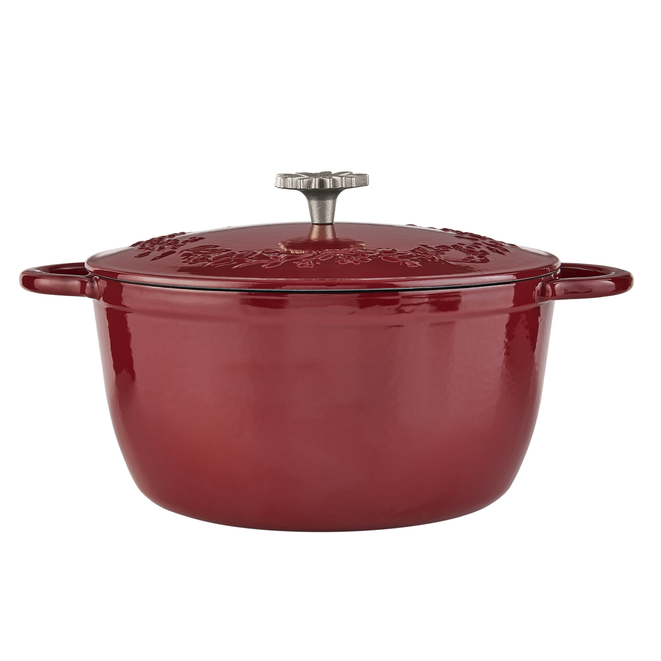 The Pioneer Woman 5qt Nonstick Enamel on Cast Iron Dutch Oven with Embossed Lid, Merlot