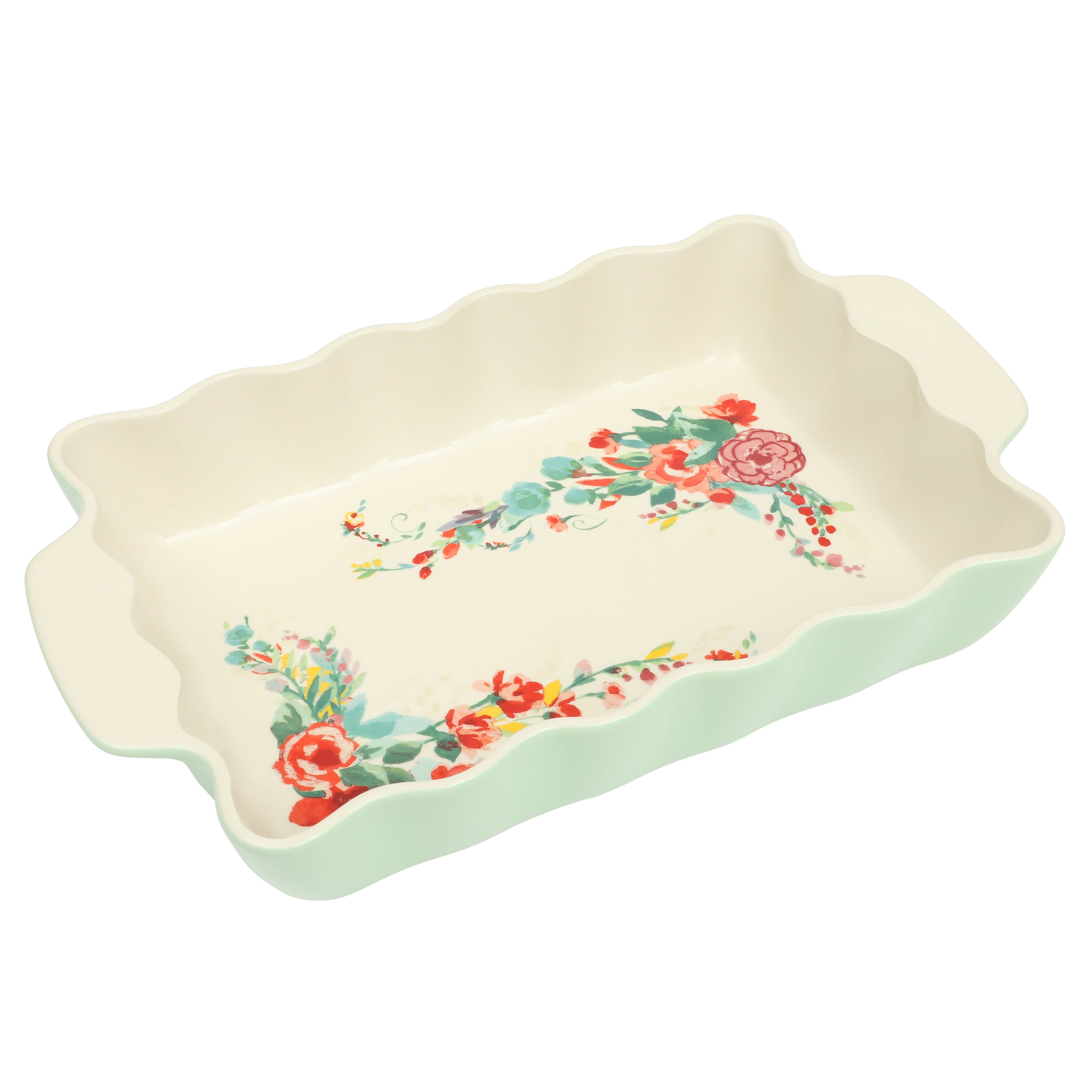 The Pioneer Woman Painted Meadow Ruffle Green 9x13-inch Stoneware Baking Dish