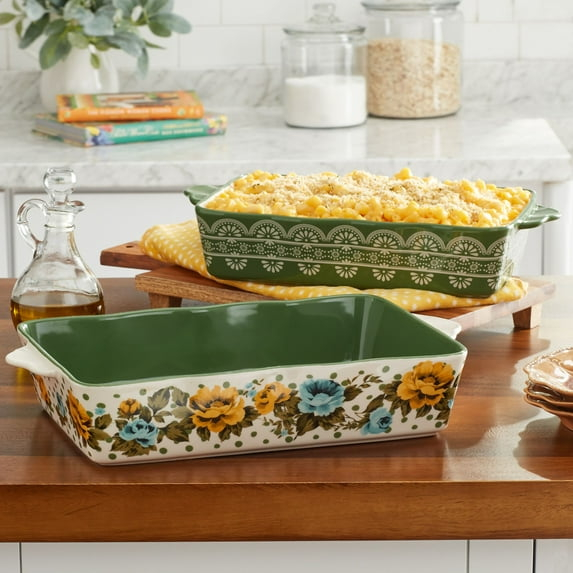 The Pioneer Woman Rose Shadow 2-Piece Ceramic Baker Set