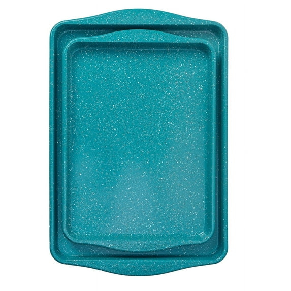 The Pioneer Woman Teal Speckle 2-Piece Nonstick Aluminum Cookie Sheets, 13" x 18" and 11" x 15"