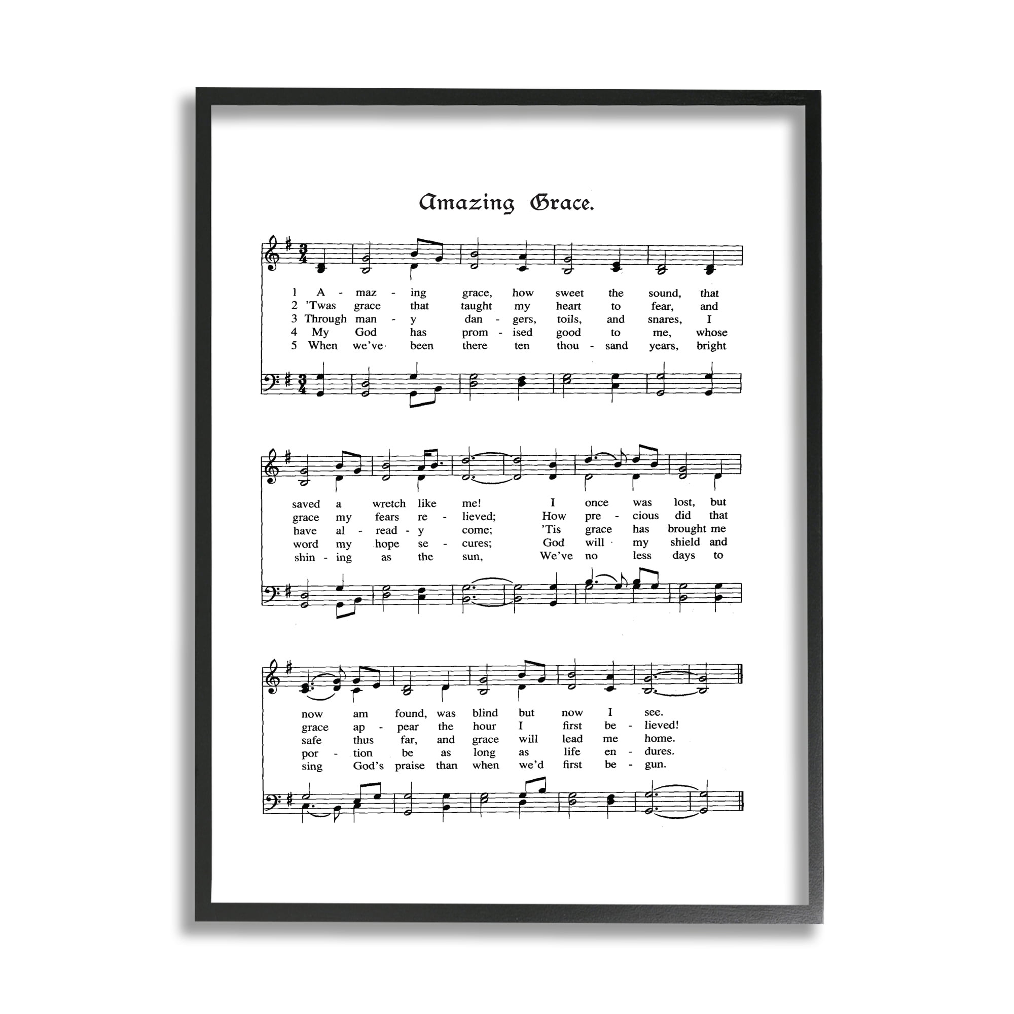 The Stupell Home Decor Collection Amazing Grace Vintage Sheet Music Wall Art