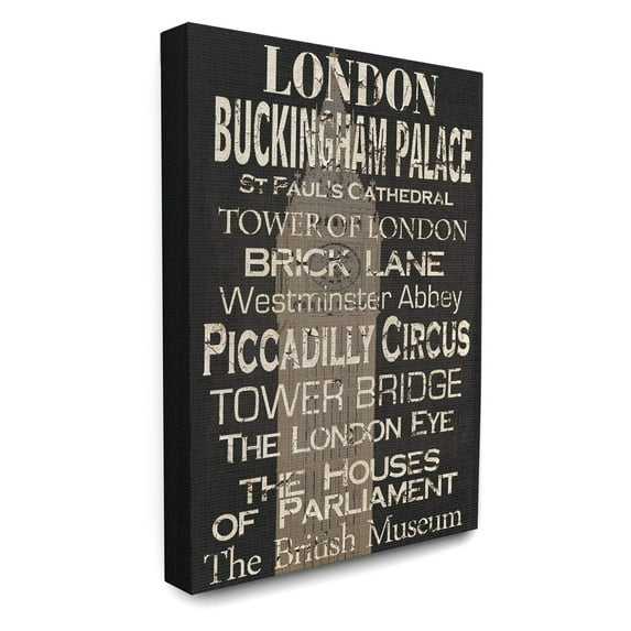 The Stupell Home Decor Collection London Landmark Typography Stretched Canvas Wall Art