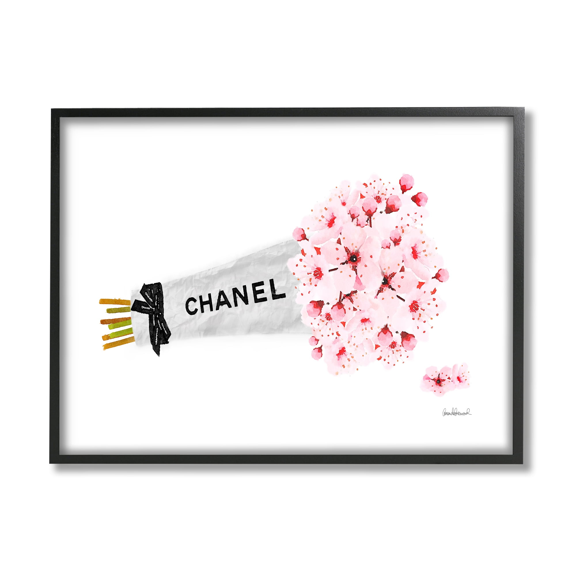 The Stupell Home Decor Fashion Chanel Wrapped Cherry Blossoms Framed Texturized Art