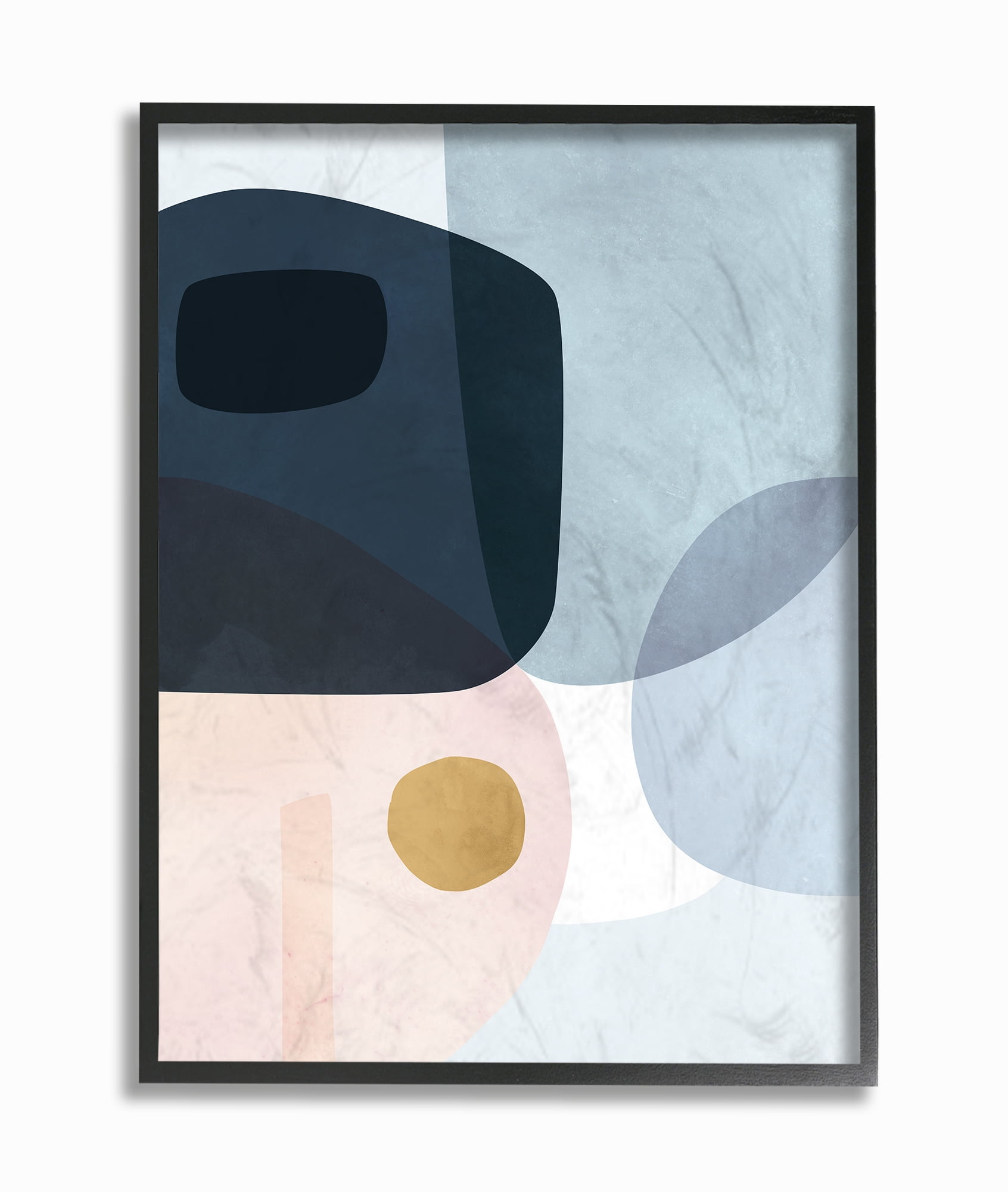 The Stupell Home Decor Mod Shapes Blue Navy and Peach Overlapping Abstract Framed Texturized Art