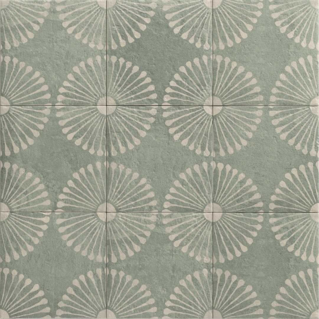 The Tile Life Amanecer Verde Porcelain Encaustic Tile Sample - 8 x 8 in. - 1-Piece - Floor, Wall & Backsplash