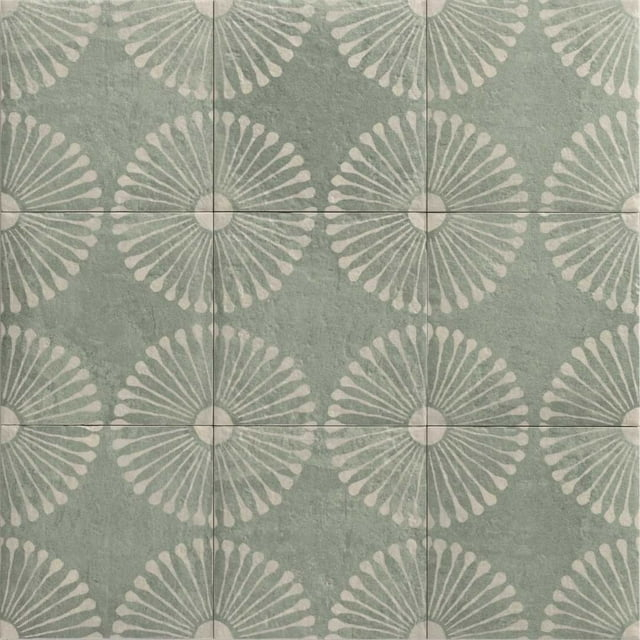 The Tile Life Amanecer Verde Porcelain Encaustic Tile Sample - 8 x 8 in. - 1-Piece - Floor, Wall & Backsplash