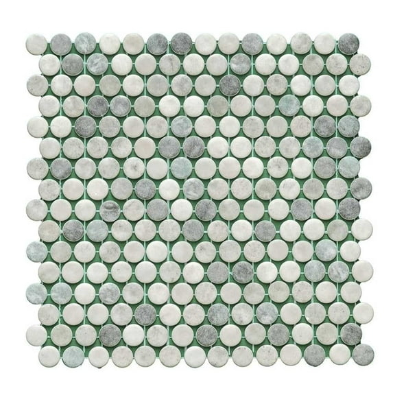 The Tile Life Eterna Penny Shabby Green Glass Floor and Backsplash Wall Tile, 4" x 4" Sample, 1-Pc.