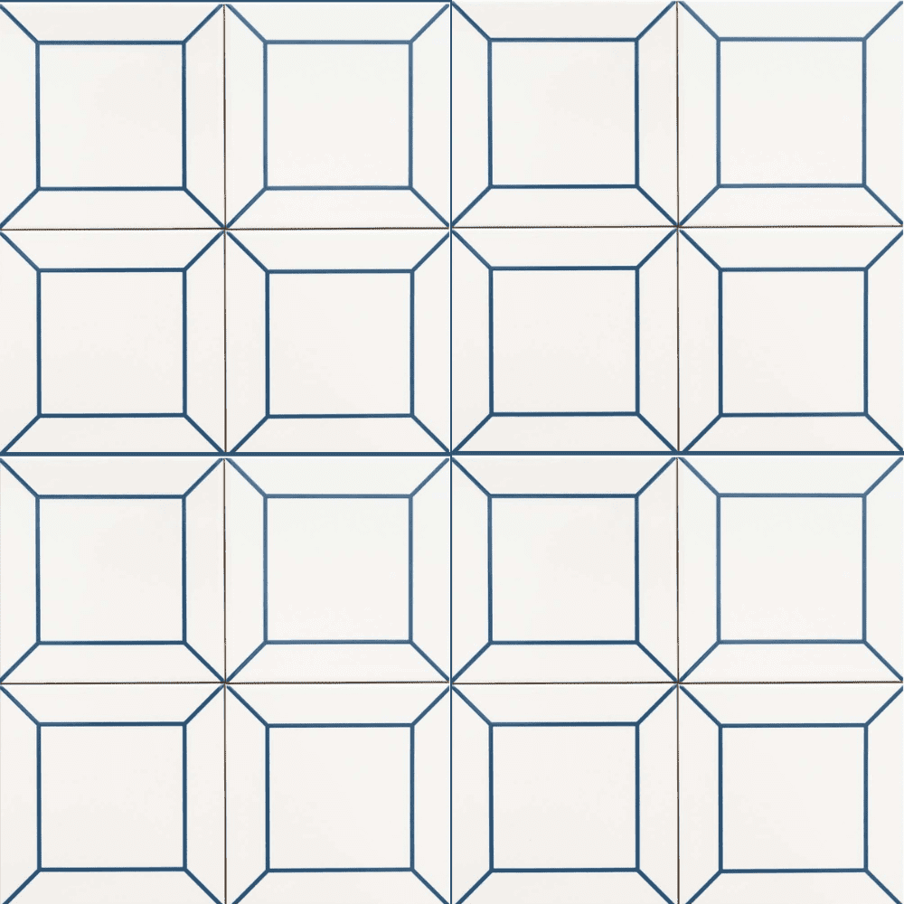 The Tile Life Frame White 6" x 6" Ceramic Patterned Wall Tile for Backsplash Bathroom - Case of 44