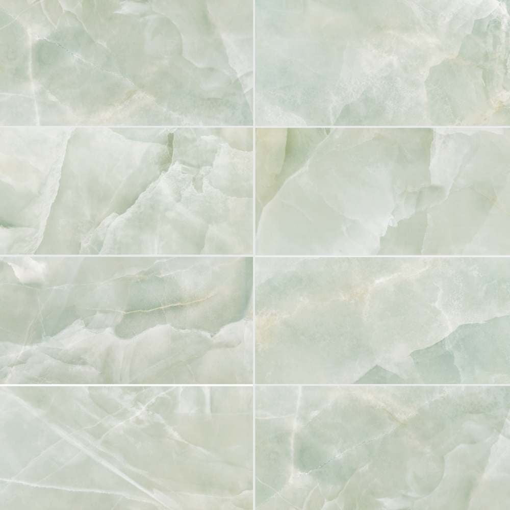 The Tile Life Geo Lush Jade 12" x 24" Rectangle Glossy Porcelain Floor and Wall Tile - 4x4 Sample