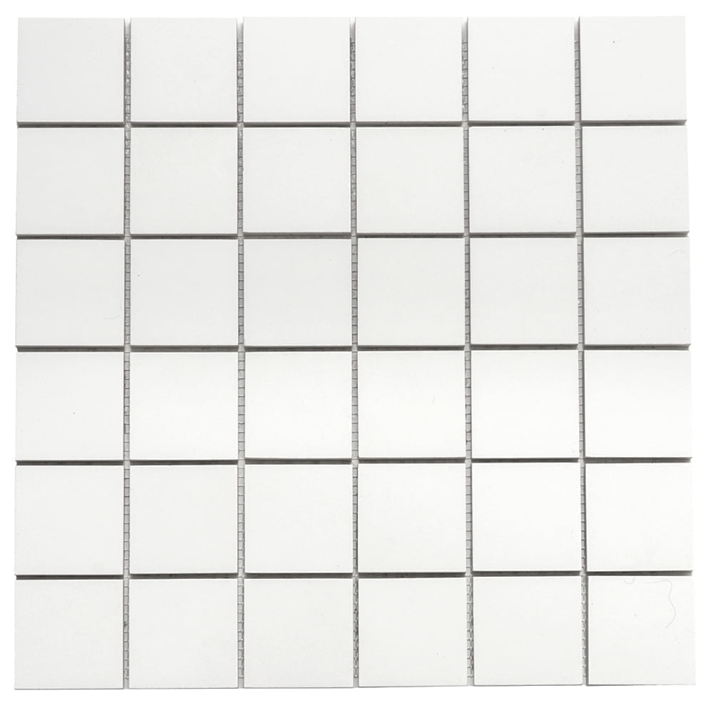 The Tile Life Penthouse White Porcelain Grid Mosaic Tile Sample - 4 x 4 in. - Matte - 1-Piece - Floor, Wall, Backsplash