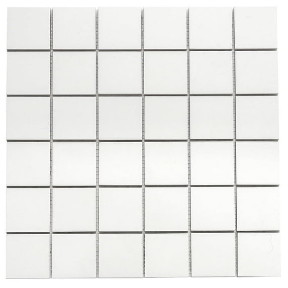 The Tile Life Penthouse White Porcelain Grid Mosaic Tile Sample - 4 x 4 in. - Matte - 1-Piece - Floor, Wall, Backsplash